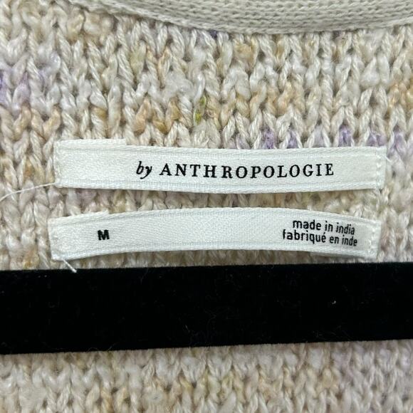 by Anthropologie Tan Multicolor Gardenia Button-Up Sweater Vest Womens Medium - Picture 3 of 6